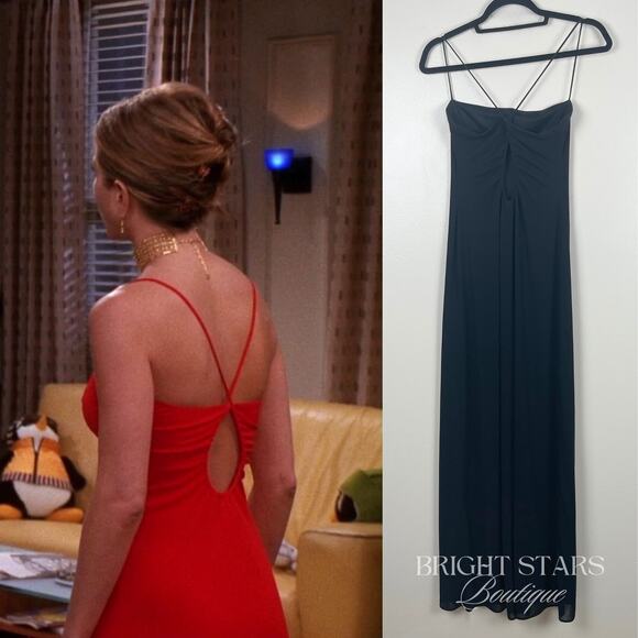 Rare Vintage Black Dress Alt ASO Rachel Green Friends Womens Maxi Gown Event - Picture 2 of 6